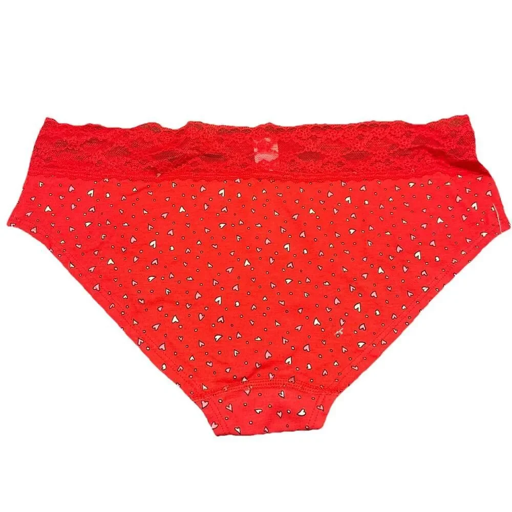VTG. NEW w/ tag LG. Victoria's Secret Low Rise Hiphugger Red Hearts Lace Band